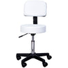 Adjustable Rolling Drafting Stool with Back - White