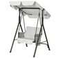 1-Seat Outdoor Porch Swing Patio Swing with Adjustable Canopy, Removable Seat and Back Cushion for Garden, Poolside