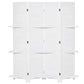 4-Panel Wall Partition Room Separator with 3 Storage Shelves Foldable Design Wooden Frame 5.6FT White