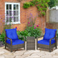 3 Pieces Wicker Patio Furniture Set, Rattan Bistro Set with Storage Coffee Table and Thickened Cushions, Outdoor Conversation Set for Garden, Porch, Balcony, Blue
