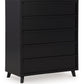 Danziar - Black - Five Drawer Wide Chest