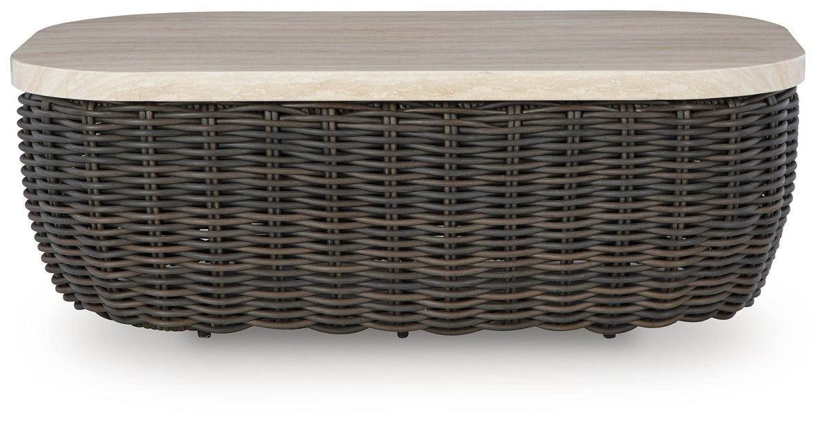 Kimora - Beige / Dark Brown - Rectangular Cocktail Table - Forward Furniture