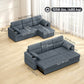 Convertible L-Shaped Sleeper Sofa with USB and Storage - Dark Grey
