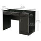 Computer Desk with Storage Drawers and Cabinet - Black