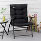 Foldable Lounge Chair, Fabric Upholstered Recliner, Outdoor Lounger with Armrest, Metal Frame for Backyard, Black
