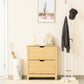 Shoe Storage Cabinet with 2 Flip Drawers and Adjustable Shelves for 12 Pairs of Shoes, Natural Wood