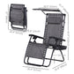 Outdoor Zero Gravity Reclining Lounger Chair with Canopy Shade, Side Tray, Cupholder, Dark Grey