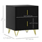 Bedside Table, Modern Nightstand with 2 Drawers, Side End Table with Metal Legs for Living Room, Bedroom, Black