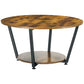 2-Tier Round Coffee Table with Storage - Rustic Brown