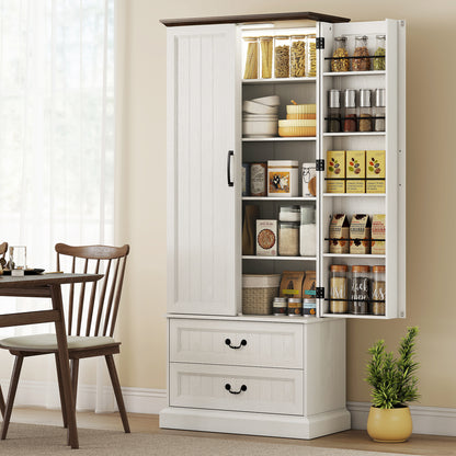 72" LED Pantry Cabinet with 2 Drawers