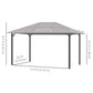 10' x 13' Hardtop Gazebo Aluminum Framed Marquee Party Tent Shelter with Mesh Curtains & Side Walls - Grey