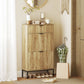 Narrow Shoe Storage Cabinet with Flip Drawers, Shoe Cabinet with Adjustable Shelves, Sliding Drawer, Holds 8 Pairs, Oak