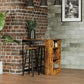 3 Piece Industrial Dining Table Set, Counter Height Bar Table & Stools Set with Storage Shelf, Rustic Brown/Black