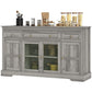 Sideboard Buffet Cabinet with Glass Doors - Weathered Grey Oak