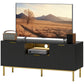 Modern TV Console for TVs up to 50 Inch, Entertainment Center with Smart RGB LED Lights and Soft Close Doors, Black