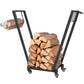 31 Inch Firewood Rack Outdoor, Heavy Duty Log Rack with Swivel Casters, Indoor Fire Wood Holders for Fireplace, Black