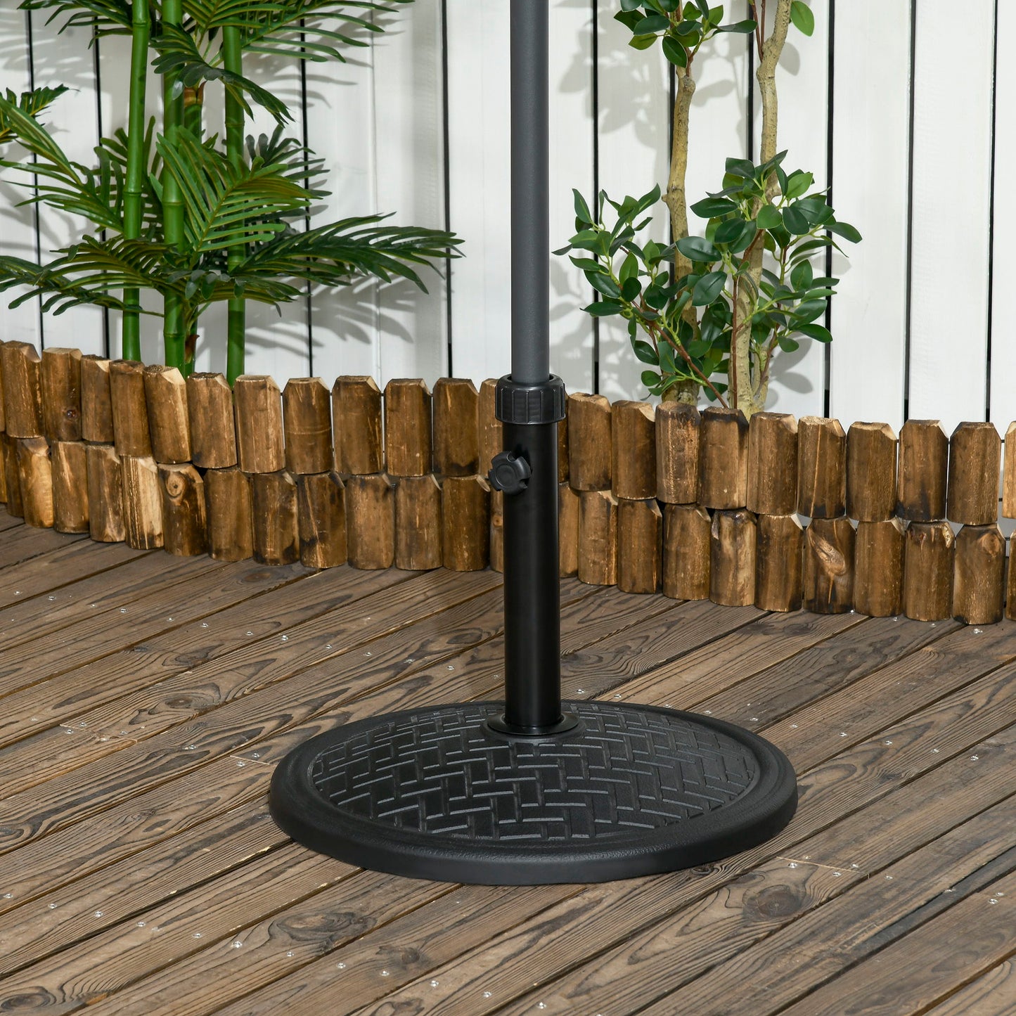 31lbs Concrete Round Patio Umbrella Base Holder, Outdoor Market Umbrella Stand Weight for Lawn, Deck, Backyard, Garden, Black