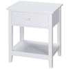End Table with Drawer and Storage Shelf - White