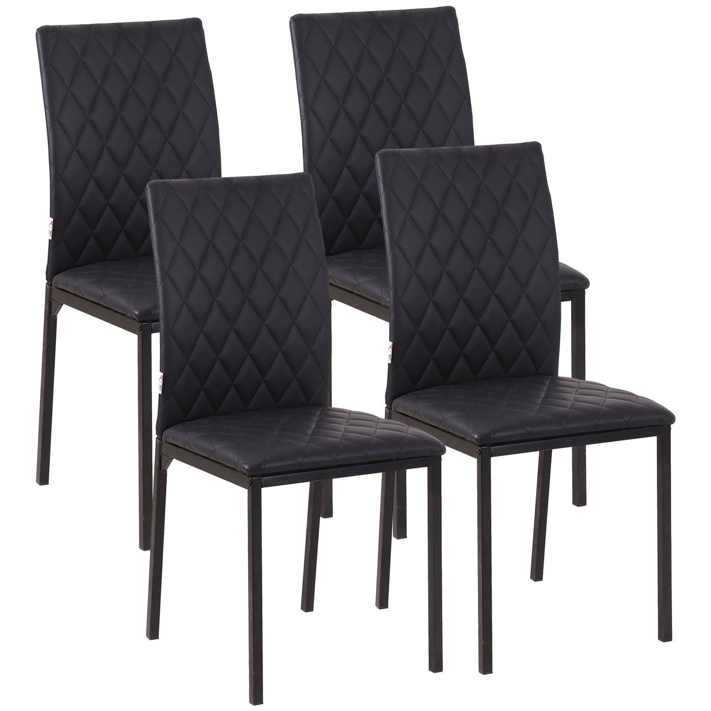 Faux Leather Dining Chairs Set of 4 - Black
