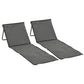Set of 2 Foldable Lounge Chairs with Carry Strap, Adjustable Backrest, Grey