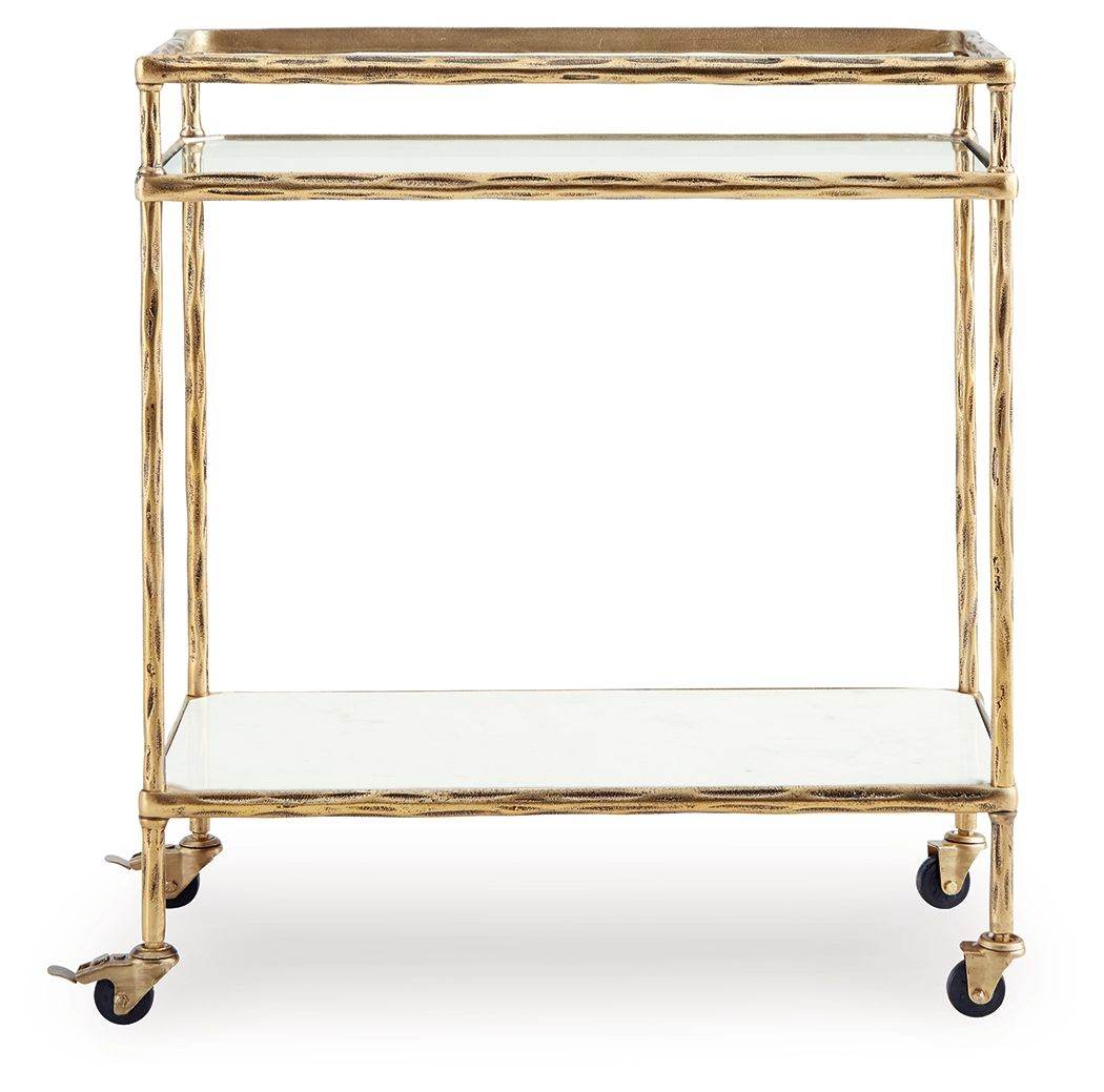 Plattfield - Antique Gold Finish - Bar Cart - Forward Furniture