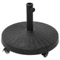 20.5" Round Parasol Base Resin Patio Umbrella Base Garden Parasol Holder Outdoor Offset Weight Stand with Wheels Black
