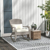 Adirondack Chair, Outdoor Wicker Rocking Chair with High Back, Seat Cushion and Pillow for Porch, Balcony, Cream White
