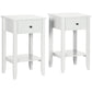 Side Table Set of 2, End Tables with Drawer and Bottom Shelf, 2-tier Nightstand for Bedroom, Living Room, White