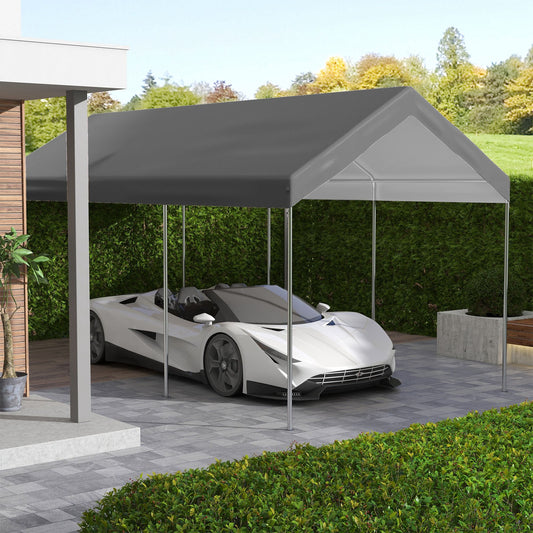 10 x 20ft Carport Replacement Canopy, UV Resistant Garage Car Cover with Ball Bungee Cords, Dark Grey