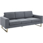 3 Seater Sofa, Linen Upholstered Cozy Padded Couch with Steel Leg, Backrest and Wide Armrest, for Living room, Bedroom, Dark Grey