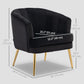 Fabric Accent Chair with Gold Legs - Black