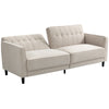 Convertible Tufted Sofa Bed with Adjustable Back - Beige