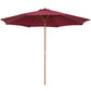10' x 8' Bamboo Wooden Round Market Patio Sun Umbrella, Garden Parasol, Outdoor Sunshade Canopy, Wine Red