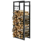 Adjustable Firewood Log Rack Heavy-Duty Steel Log Holder for Outdoor Indoor Use, 25.6" x 9.8" x 59.1", Black