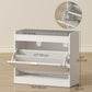 Upholstered Shoe Storage Bench with Flip Drawer - White