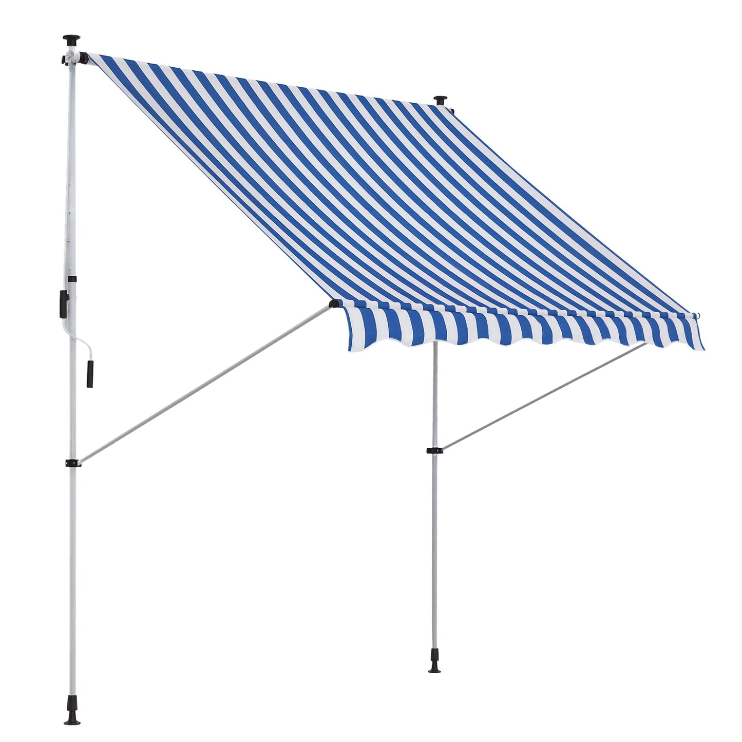 6.6'x5' Manual Retractable Patio Awning Window Door Sun Shade Deck Canopy Shelter Water Resistant UV Protector Blue