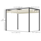 10' x 7' Patio Pergola with Retractable Canopy, Outdoor Sun Shelter, Yard Shade, Cream White