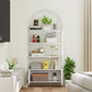 4-Tier Arched Shelving Unit with Cabinet, Bookshelf for Living Room, Office, 31.5" x 11.8" x 73.6", White
