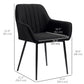 Set of 2 Upholstered Linen Dining Chairs - Black
