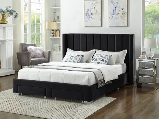 Sterling Velvet Platform Bed with Storage