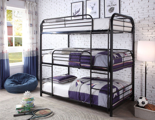 Dursley Black Single over Single over Single Bunk Bed - Steel Frame