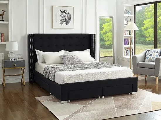 Mira Platform Wing Bed with Storage