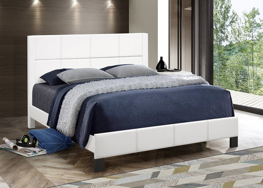 Solace White PU Bed with Contrast Stitching