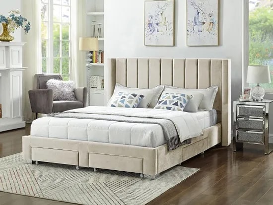 Sterling Velvet Platform Bed with Storage