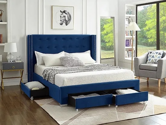 Mira Platform Wing Bed with Storage