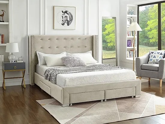 Mira Platform Wing Bed with Storage