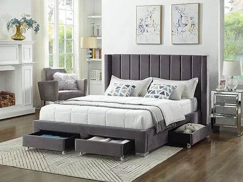 Sterling Velvet Platform Bed with Storage - Forward Furniture