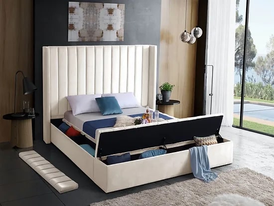 Selene Tufted Platform Bed with Storage