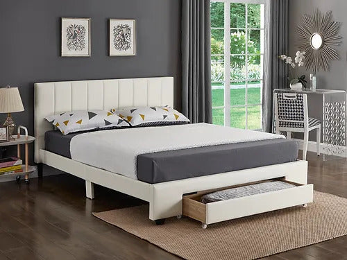 Cambridge White Platform Bed with Storage