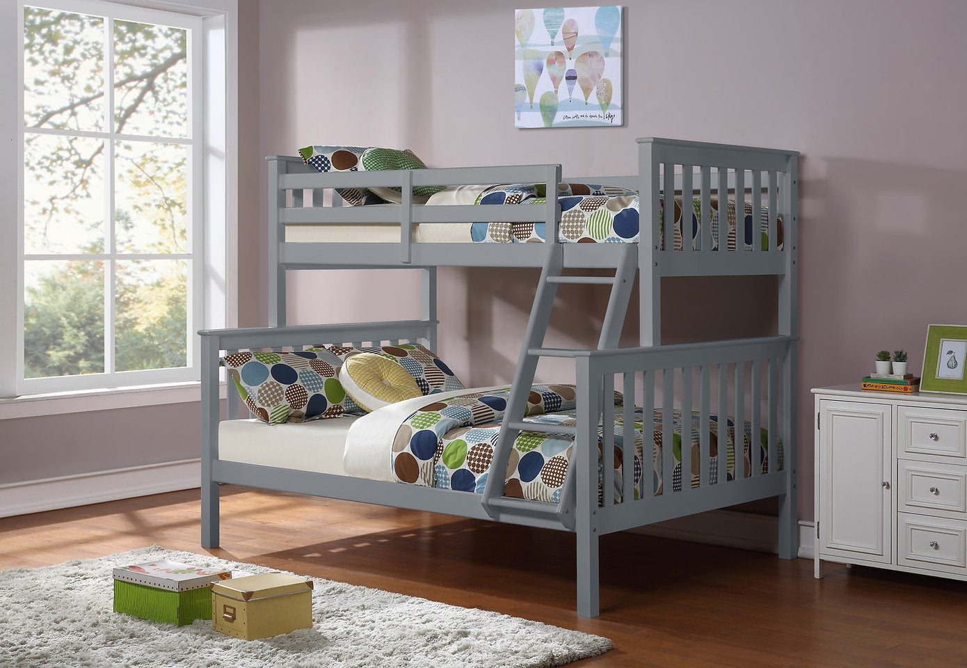 Skyline Grey Single overDouble Bunk Bed - Solid Wood